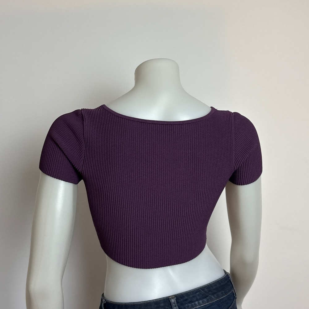 BABATON (Aritzia) Sculpt Knit Short Sleeve Crop Top. Ribbed. Medium. - Picture 6 of 9